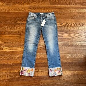 Driftwood Embroidered Cuff Jeans
